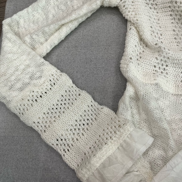 [M]Linea Domani Mixed Fabric and Textures Tie Up open knit Cardigan - Picture 4 of 9